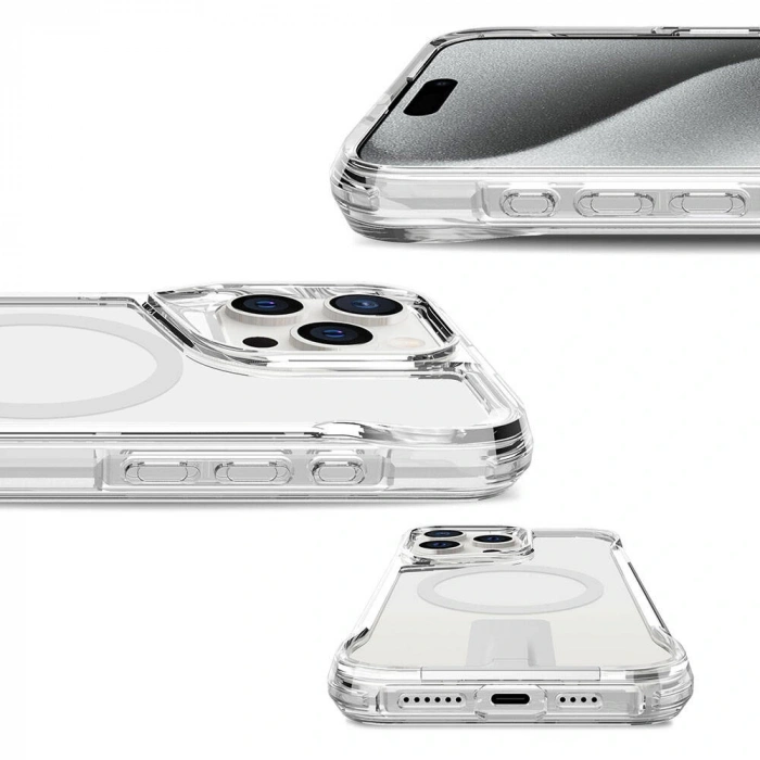 Apple iPhone 15 Pro Max Kılıf M-safe Şarj Özellikli Zore T-Max Standlı Kapak