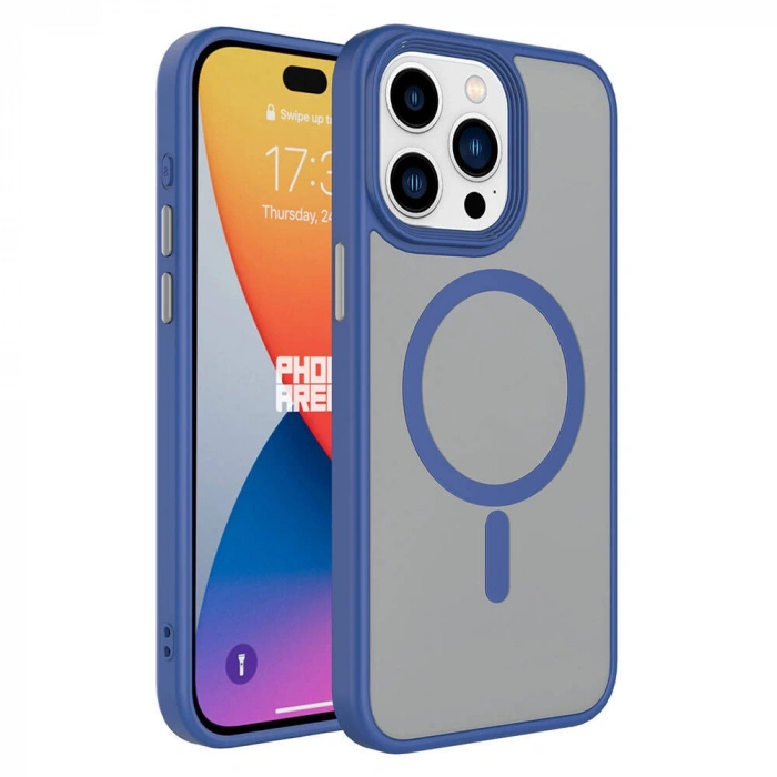 Apple iPhone 15 Pro Max Kılıf Mat Arka Yüzey Wireless Şarj Özellikli Zore Flet M-safe Kapak