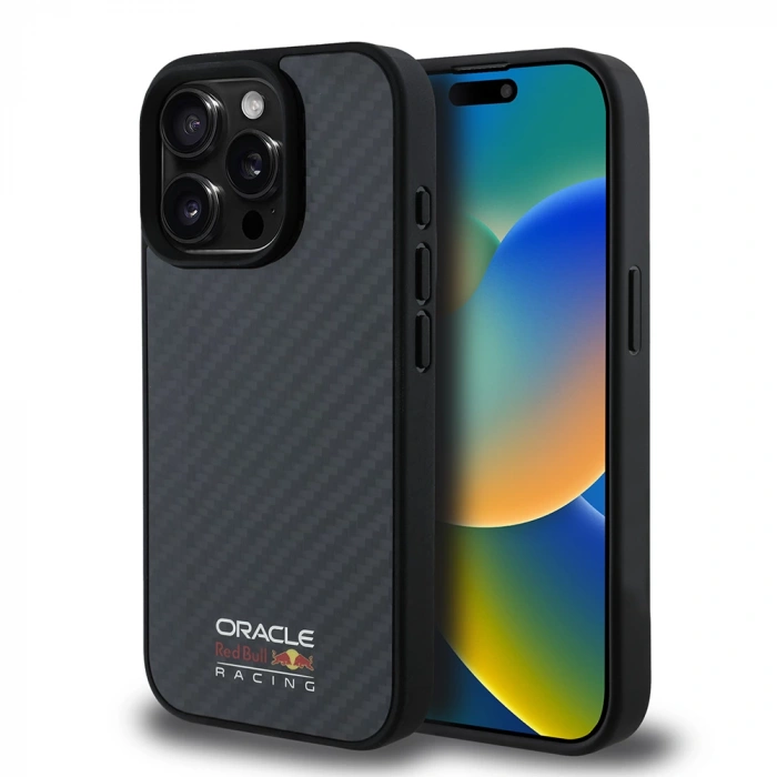 Apple iPhone 15 Pro Max Kılıf Redbull Orjinal Lisanslı M-safe Şarj Özellikli Karbon Fiber Tasarımlı Parlayan Logolu Kapak