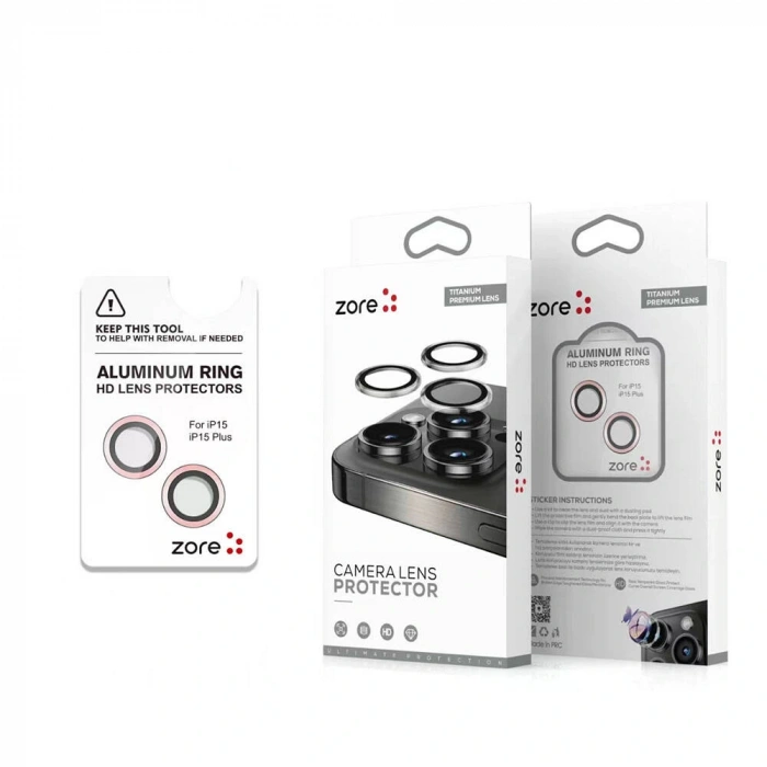 Apple iPhone 15 Zore Safir CL-15 Parmak İzi Bırakmayan Anti-Reflective Kamera Lens Koruyucu