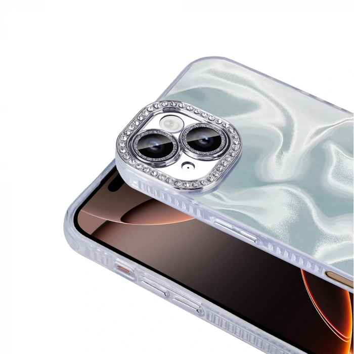 Apple iPhone 16 Kılıf Airbagli Parlak Taş Detay Tasarımlı Zore Esila Kapak