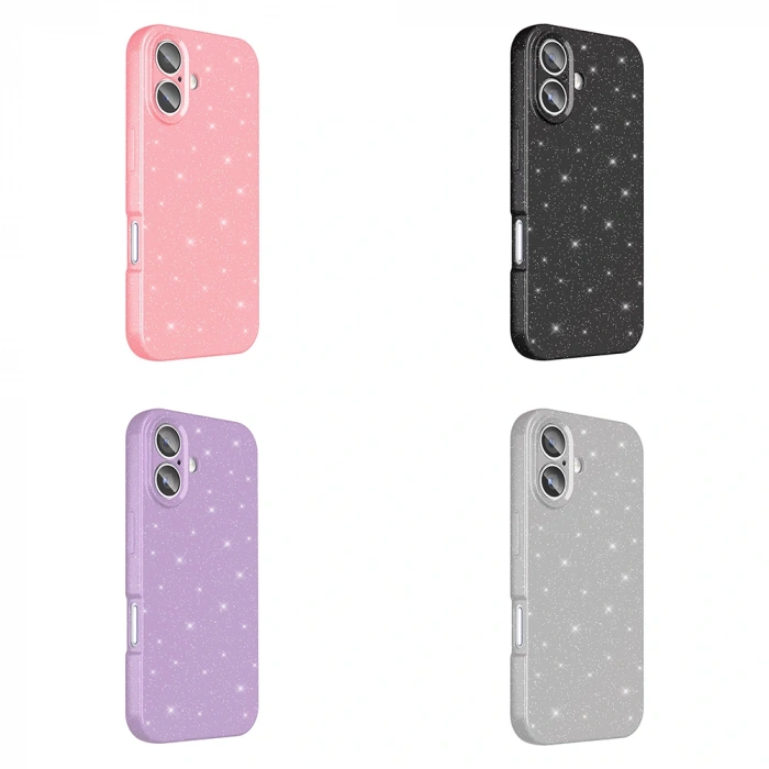 Apple iPhone 16 Kılıf Kamera Korumalı Simli Lüks Zore Koton Kapak