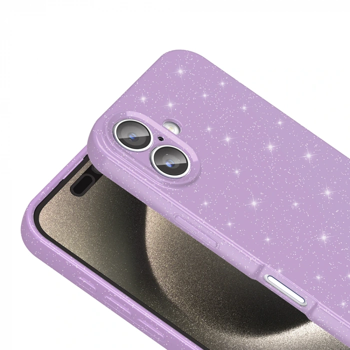 Apple iPhone 16 Kılıf Kamera Korumalı Simli Lüks Zore Koton Kapak