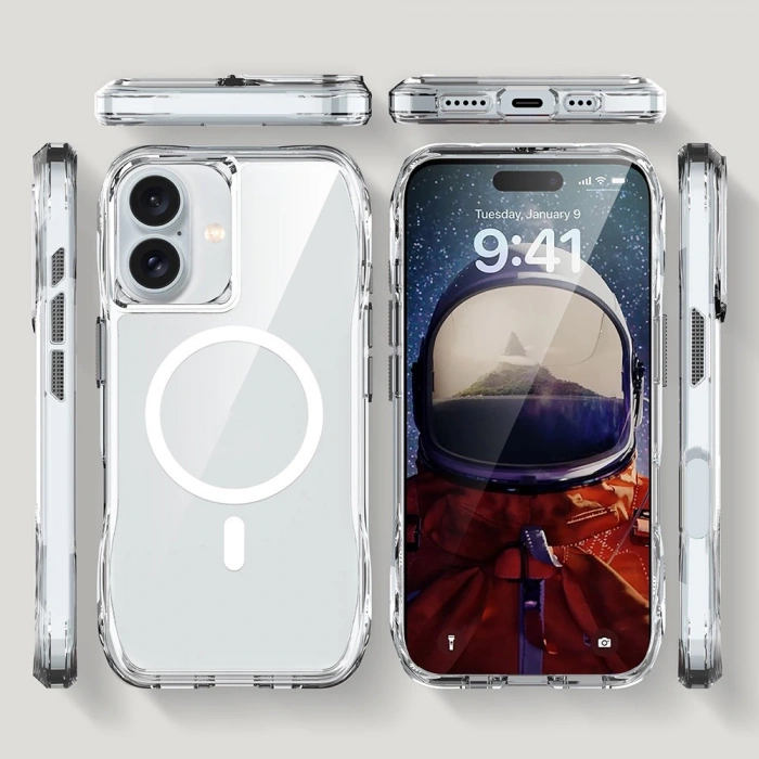 Apple iPhone 16 Kılıf M-safe Şarj Özellikli Airbagli Şeffaf Zore İncek Kapak