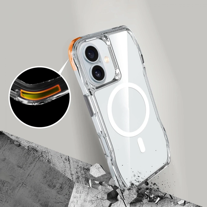 Apple iPhone 16 Kılıf M-safe Şarj Özellikli Airbagli Şeffaf Zore İncek Kapak