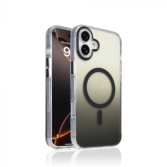 Apple iPhone 16 Kılıf M-safe Şarj Özellikli Transparan Renk Geçişli Zore Toros Kapak