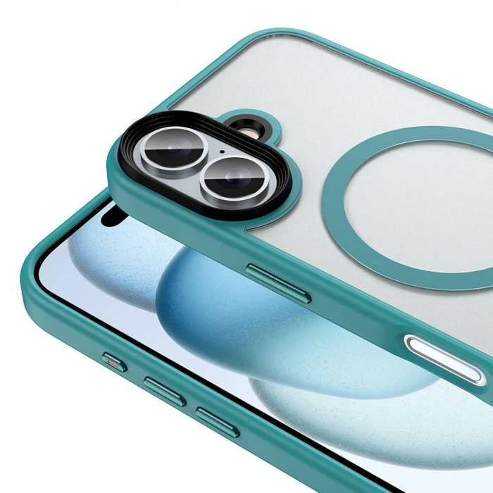 Apple iPhone 16 Kılıf Mat Arka Yüzey Wireless Şarj Özellikli Zore Flet M-safe Kapak