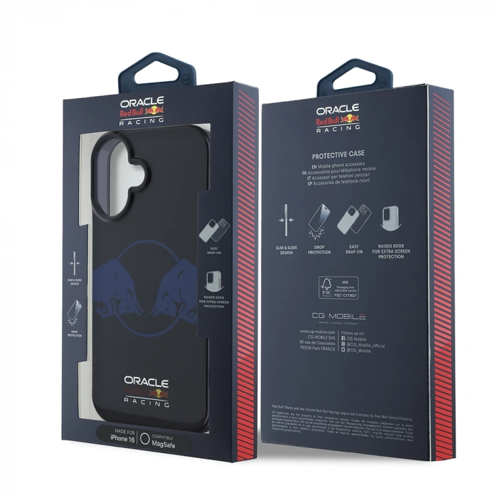 Apple iPhone 16 Kılıf Redbull Orjinal Lisanslı M-safe Şarj Özellikli IML Çift Boğa Baskılı Sert PC Kapak