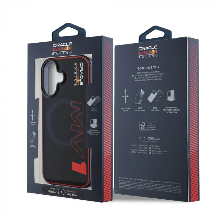 Apple iPhone 16 Kılıf Redbull Orjinal Lisanslı M-safe Şarj Özellikli Çift Katmanlı Sert PC Büyük Boy MV Kapak