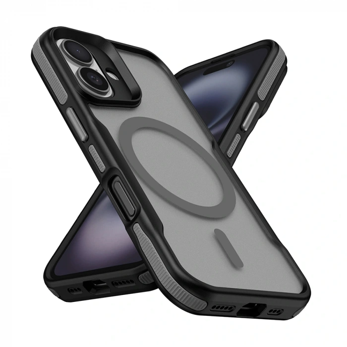 Apple iPhone 16 Plus Kılıf M-safe Şarj Özellikli Renkli Kenar Airbag Şeritli Zore Lamer Kapak