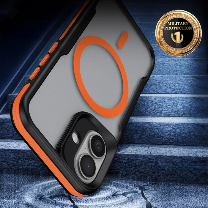 Apple iPhone 16 Plus Kılıf M-safe Şarj Özellikli Renkli Kenar Airbag Şeritli Zore Lamer Kapak