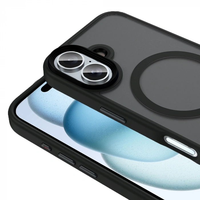 Apple iPhone 16 Plus Kılıf Mat Arka Yüzey Wireless Şarj Özellikli Zore Flet M-safe Kapak