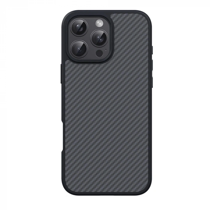 Apple iPhone 16 Pro Kılıf M-safe Şarj Özellikli Karbon Fiber Tasarımlı Zore Elnino Kapak