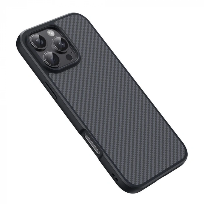 Apple iPhone 16 Pro Kılıf M-safe Şarj Özellikli Karbon Fiber Tasarımlı Zore Elnino Kapak