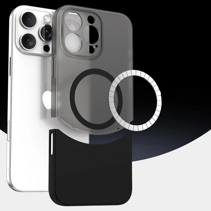 Apple iPhone 16 Pro Kılıf M-Safe Şarj Özellikli Mıknatıslı Zore Duble Kapak