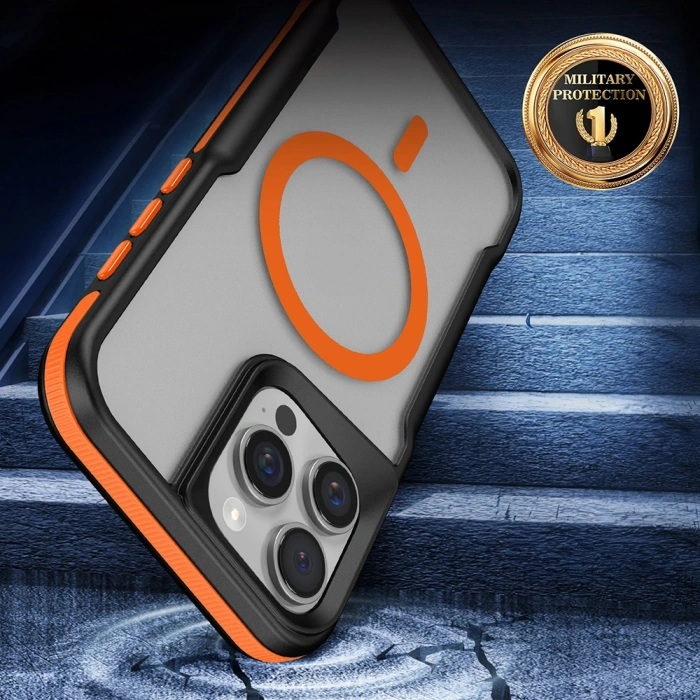 Apple iPhone 16 Pro Kılıf M-safe Şarj Özellikli Renkli Kenar Airbag Şeritli Zore Lamer Kapak