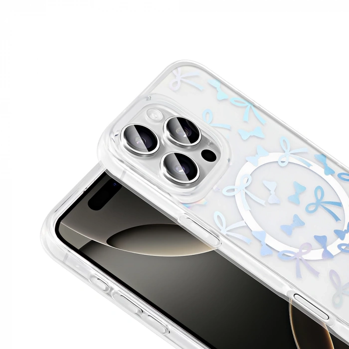 Apple iPhone 16 Pro Kılıf M-Safe Şarj Özellikli Şeffaf Zore Folk Sert Kapak