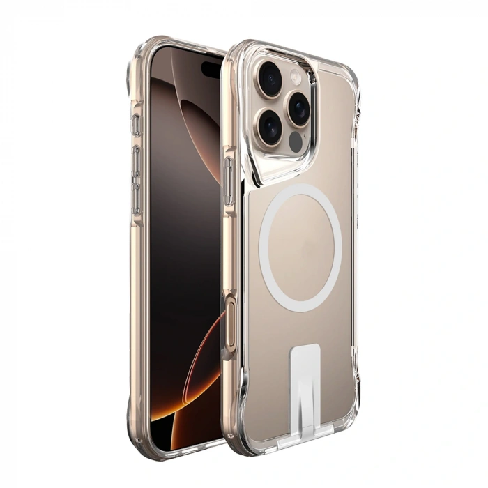 Apple iPhone 16 Pro Kılıf M-safe Şarj Özellikli Zore T-Max Standlı Kapak