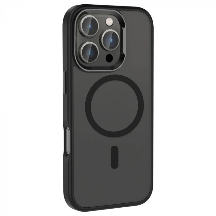 Apple iPhone 16 Pro Kılıf M-safe Şarj Özellikli Parlak Kamera Çerçeveli Zore Kost Kapak