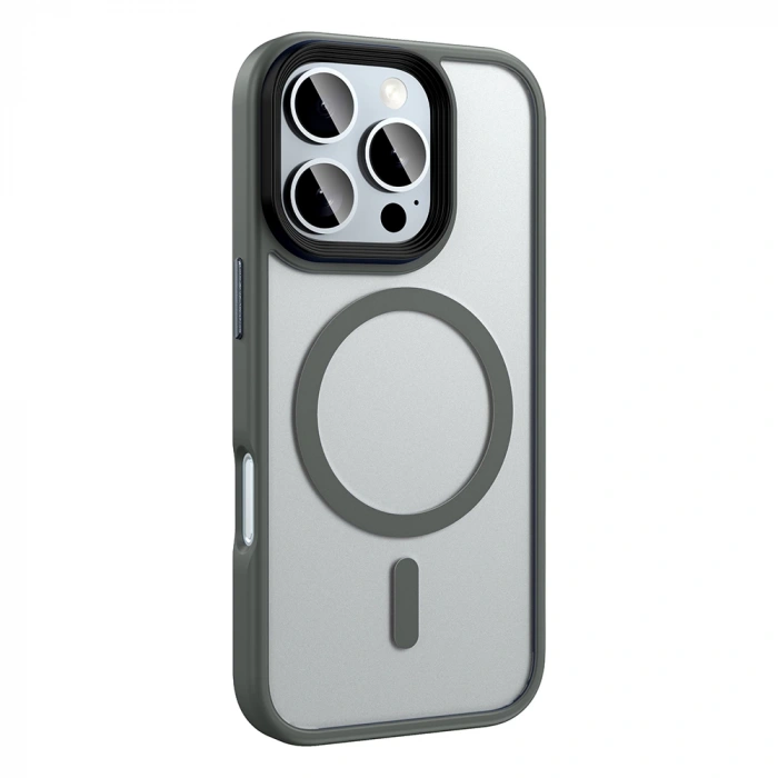 Apple iPhone 16 Pro Kılıf Mat Arka Yüzey Wireless Şarj Özellikli Zore Flet M-safe Kapak