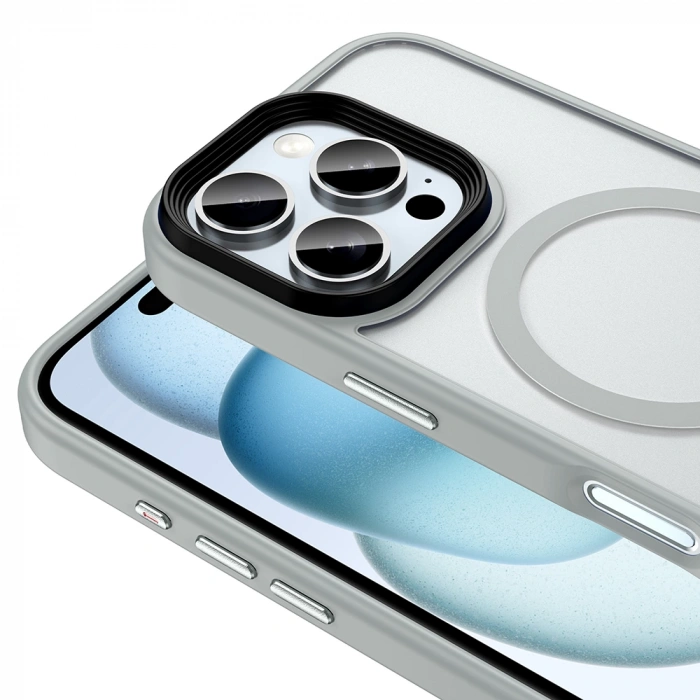 Apple iPhone 16 Pro Kılıf Mat Arka Yüzey Wireless Şarj Özellikli Zore Flet M-safe Kapak