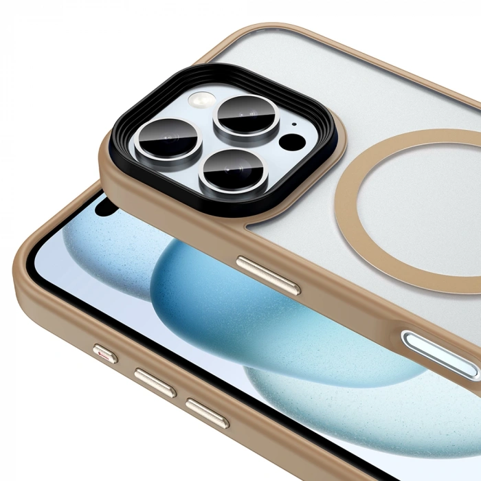 Apple iPhone 16 Pro Kılıf Mat Arka Yüzey Wireless Şarj Özellikli Zore Flet M-safe Kapak