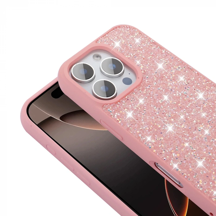 Apple iPhone 16 Pro Kılıf Parlak Taşlı Tasarım Zore Pırlanta Kapak