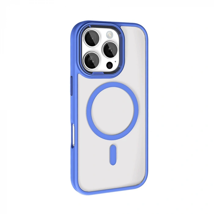 Apple iPhone 16 Pro Kılıf Wireless Şarj Özellikli Zore Krom M-safe Silikon Kapak