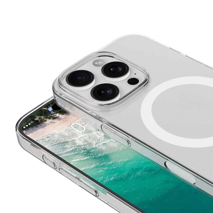 Apple iPhone 16 Pro Kılıf Zore M-safe Şarj Özellikli Şeffaf Tek Kamera Çerçeveli Porto Kapak