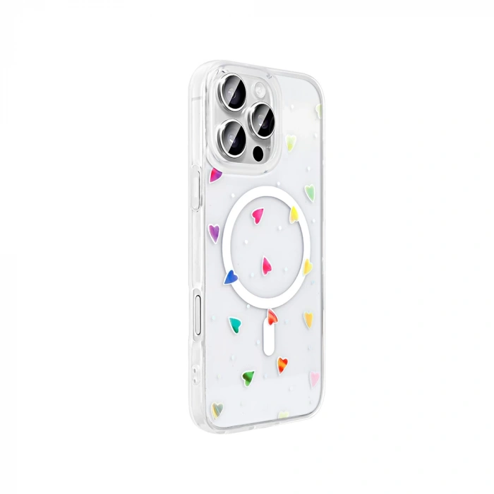 Apple iPhone 16 Pro Max Kılıf M-Safe Şarj Özellikli Şeffaf Zore Folk Sert Kapak