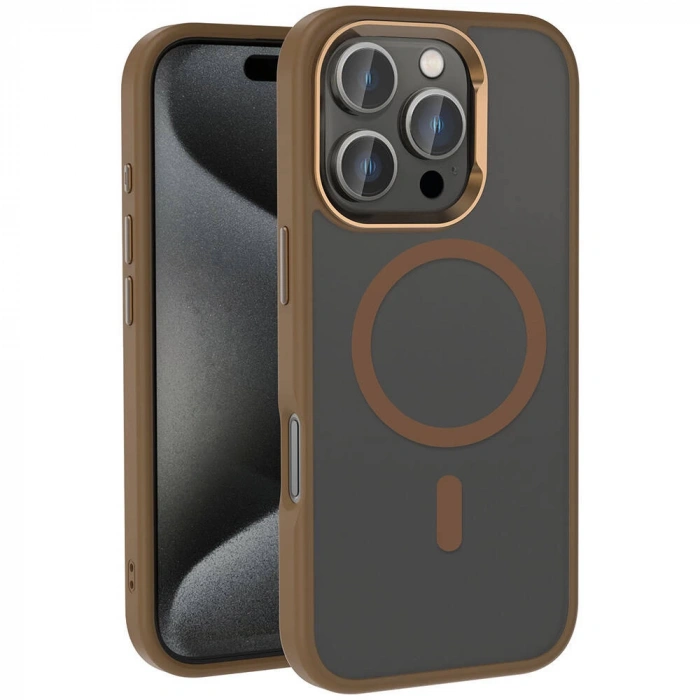 Apple iPhone 16 Pro Max Kılıf M-safe Şarj Özellikli Parlak Kamera Çerçeveli Zore Kost Kapak