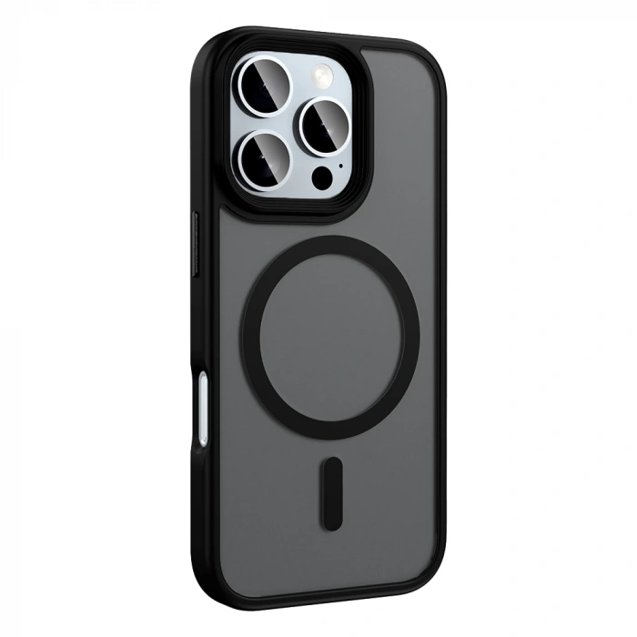 Apple iPhone 16 Pro Max Kılıf Mat Arka Yüzey Wireless Şarj Özellikli Zore Flet M-safe Kapak