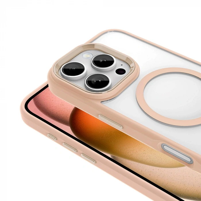 Apple iPhone 16 Pro Max Kılıf Wireless Şarj Özellikli Zore Krom M-safe Silikon Kapak