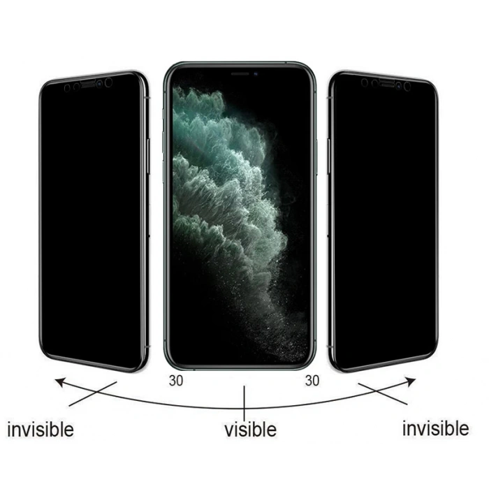 Apple iPhone 16 Pro Max Zore Kolay Uygulama Aparatlı 5D Magic Privacy Glass Hayalet Cam Ekran