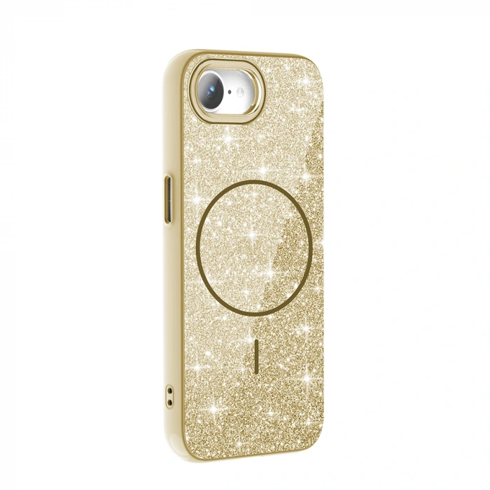 Apple iPhone 16E Kılıf M-safe Şarj Özellikli Parlayan Simli Zore Okso Kapak