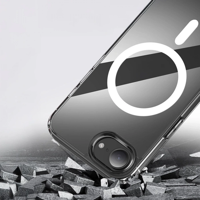 Apple iPhone 16E Kılıf M-safe Şarj Özellikli Şeffaf Sert PC Zore Embos Kapak