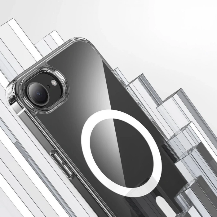 Apple iPhone 16E Kılıf M-safe Şarj Özellikli Şeffaf Sert PC Zore Embos Kapak