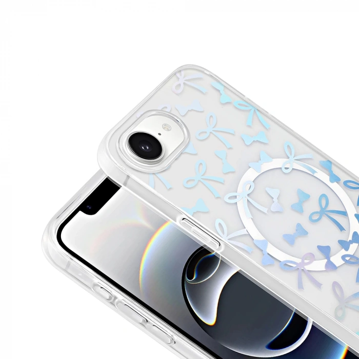 Apple iPhone 16E Kılıf M-Safe Şarj Özellikli Şeffaf Zore Folk Sert Kapak