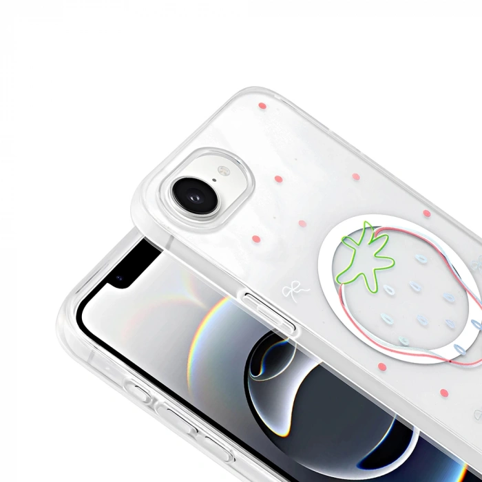 Apple iPhone 16E Kılıf M-Safe Şarj Özellikli Şeffaf Zore Folk Sert Kapak