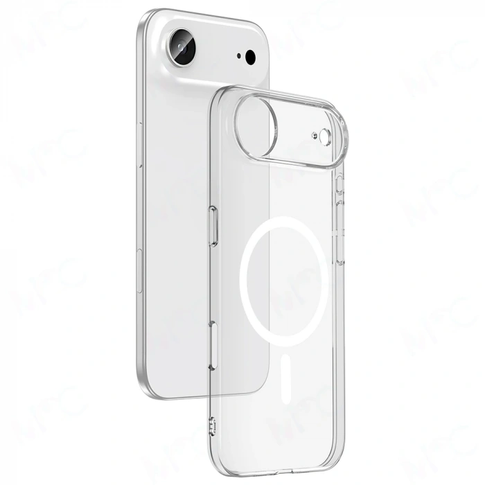 Apple iPhone 17 Air Kılıf IC Çipli M-Safe Şarj Özellikli Şeffaf Kamera Çerçeveli Zore Toledo Kapak