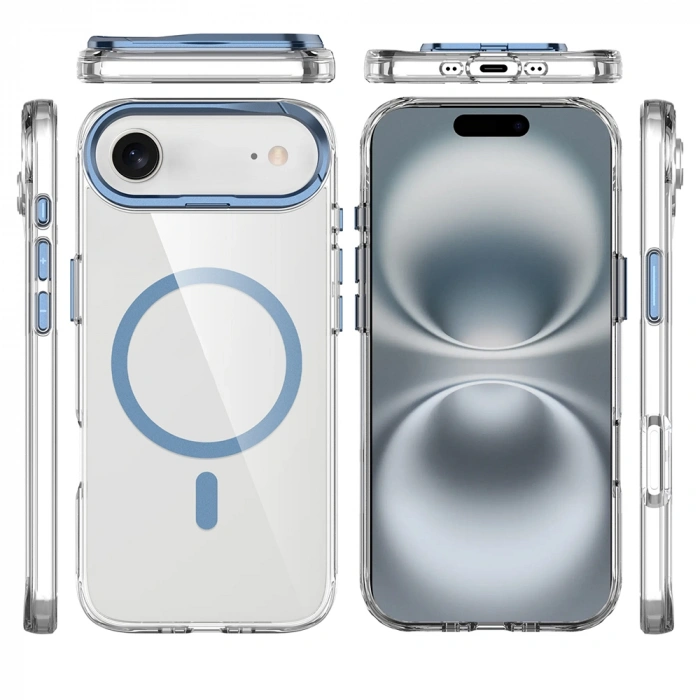 Apple iPhone 17 Air Kılıf M-safe Şarj Özellikli Airbagli Kamera Standlı Zore Azor Kapak