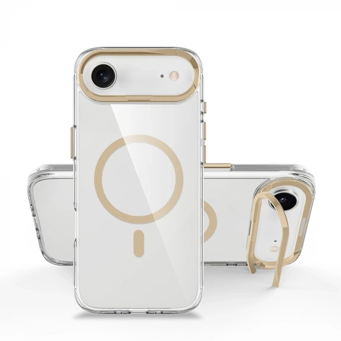 Apple iPhone 17 Air Kılıf M-safe Şarj Özellikli Airbagli Kamera Standlı Zore Azor Kapak