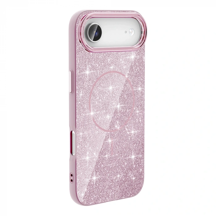 Apple iPhone 17 Air Kılıf M-safe Şarj Özellikli Parlayan Simli Zore Okso Kapak