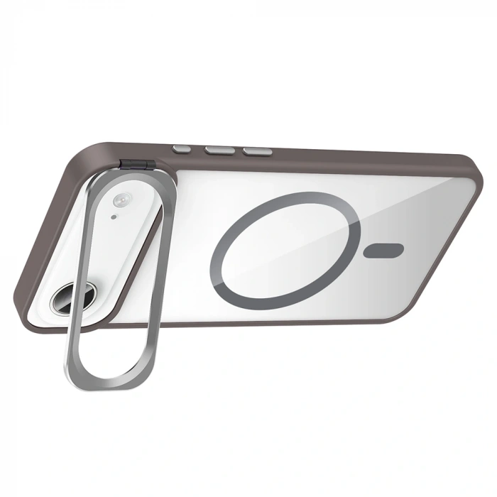 Apple iPhone 17 Air Kılıf Standlı ve Kamera Lens Hediyeli M-Safe Şarj Özellikli Zore Etro Kapak