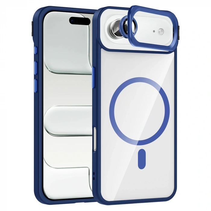 Apple iPhone 17 Air Kılıf Standlı ve Kamera Lens Hediyeli M-Safe Şarj Özellikli Zore Etro Kapak