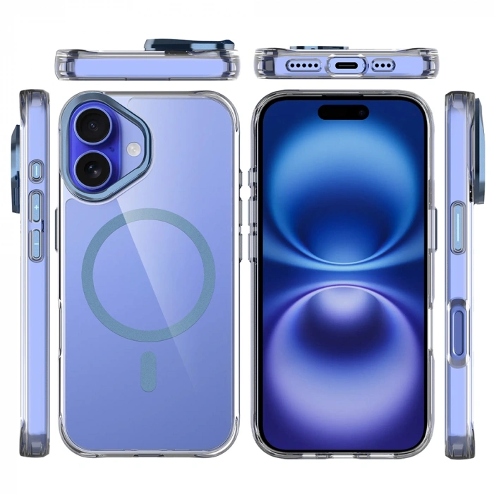 Apple iPhone 17 Kılıf M-safe Şarj Özellikli Airbagli Kamera Standlı Zore Azor Kapak