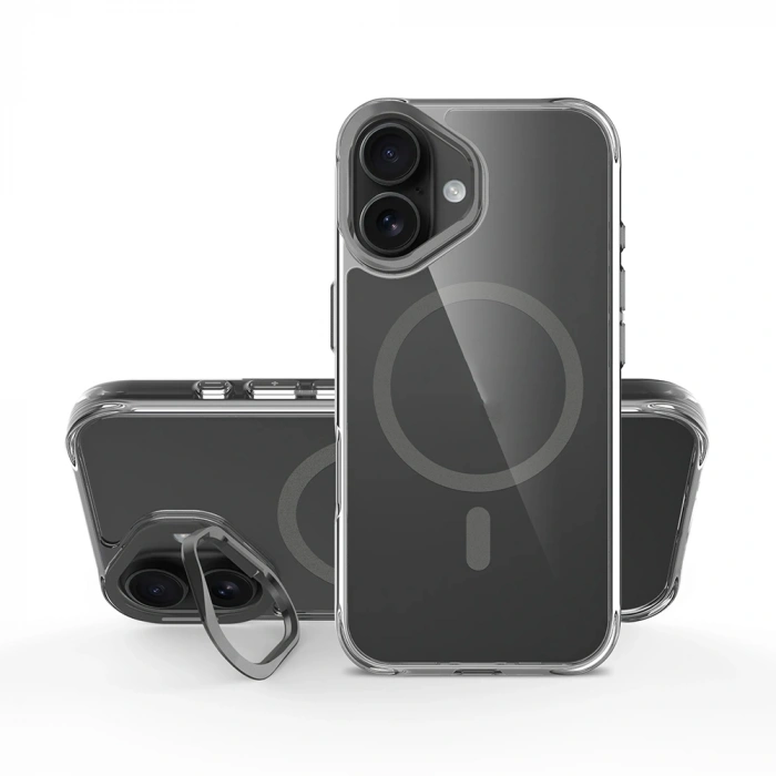 Apple iPhone 17 Kılıf M-safe Şarj Özellikli Airbagli Kamera Standlı Zore Azor Kapak