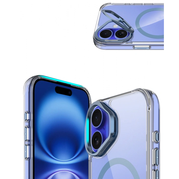 Apple iPhone 17 Kılıf M-safe Şarj Özellikli Airbagli Kamera Standlı Zore Azor Kapak