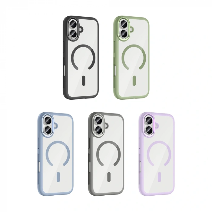 Apple iPhone 17 Kılıf M-Safe Şarj Özellikli Metal Kamera Çerçeveli Zore Tiko Kapak