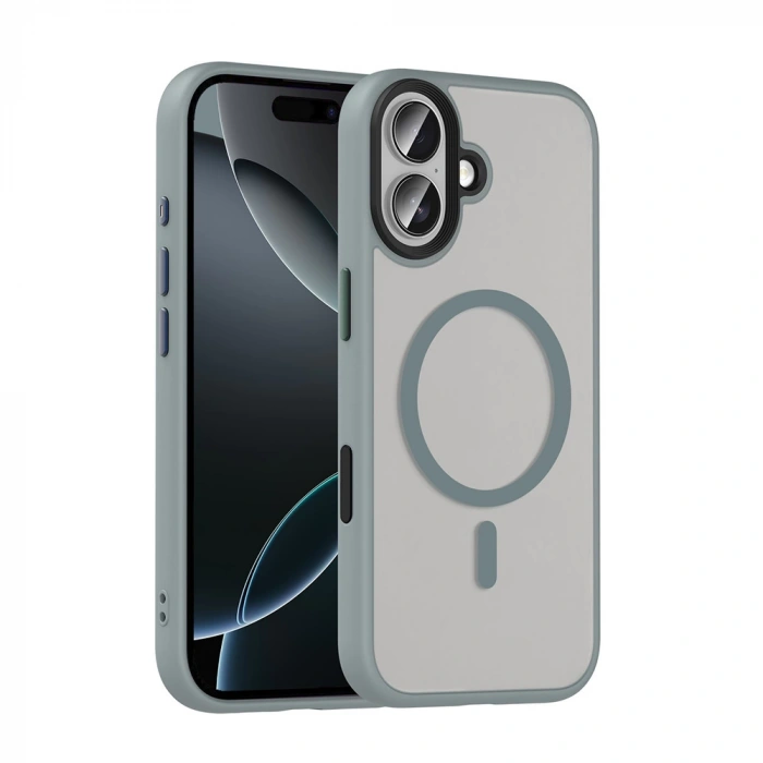 Apple iPhone 17 Kılıf Mat Arka Yüzey Wireless Şarj Özellikli Zore Flet M-safe Kapak